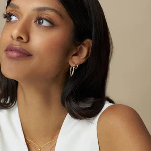 Orelia Jewellery Crystal Tennis Mid-Size Hoops Earrings - Gold