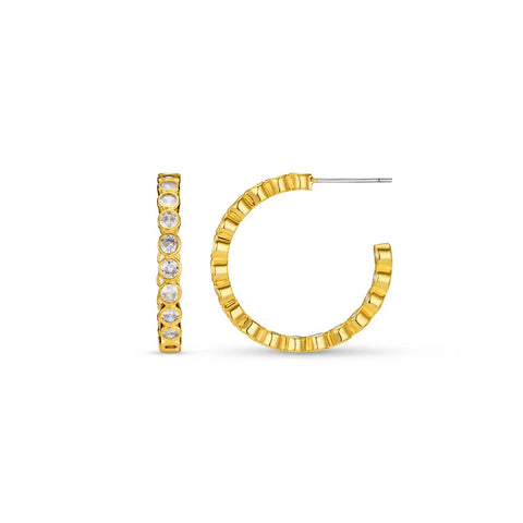 Orelia Jewellery Crystal Tennis Mid-Size Hoops Earrings - Gold