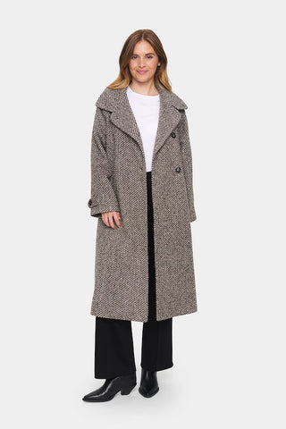 Saint Tropez Fawn Long Coat - Mist Grey Melange