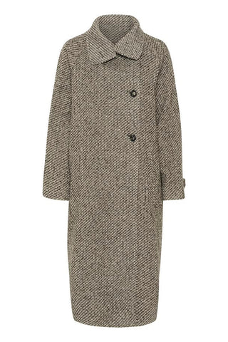 Saint Tropez Fawn Long Coat - Mist Grey Melange