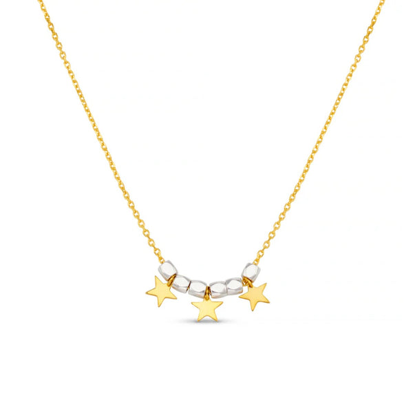 Orelia Jewellery Mixed Plate Bead & Star Charm Necklace - Gold & Silver