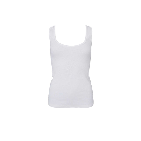 Black Colour BCVibs Rib Tank Vest - Off White