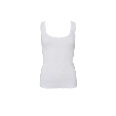Black Colour BCVibs Rib Tank Vest - Off White
