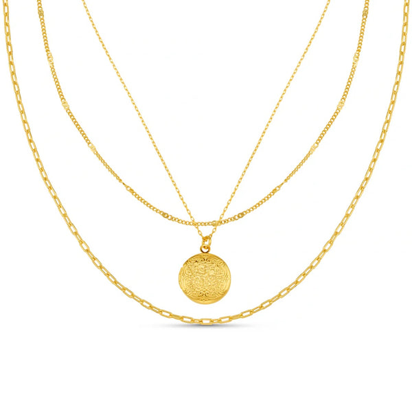 Orelia Jewellery 3-Row Locket Necklace - Gold