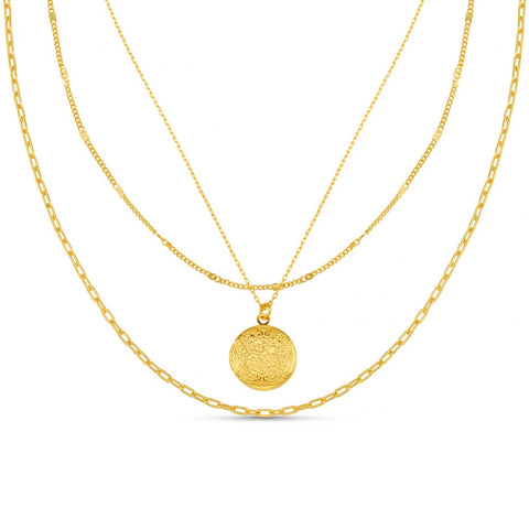 Orelia Jewellery 3-Row Locket Necklace - Gold