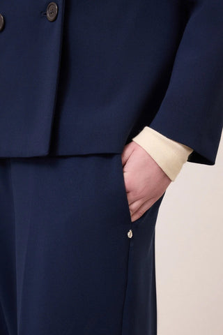 Ottod'Ame Wide Cropped Trousers - Navy
