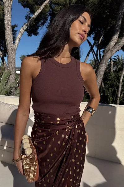 Never Fully Dressed Ribbed Tnk Top - Chocolate