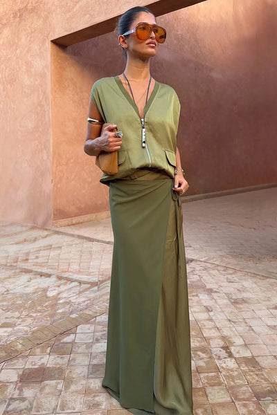Never Fully Dressed Wrap Jojo Midi Skirt - Oilve