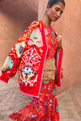 Never Fully Dressed Martha Cardigan - Tomato Tapestry