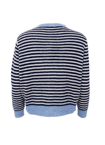 Black Colour BCDELL Striped Knit Cardigan - Navy