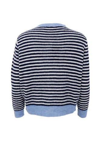Black Colour BCDELL Striped Knit Cardigan - Navy