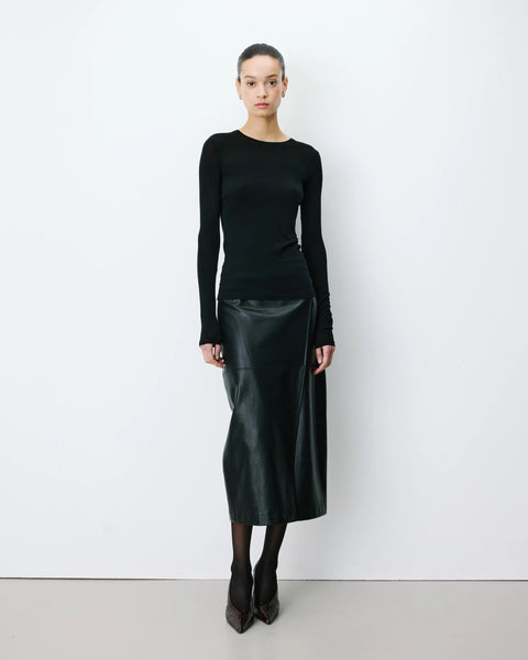 Grace & Mila Alkias Second Skin Long Sleeve Crew Neck Top - Black