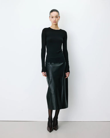 Grace & Mila Alkias Second Skin Long Sleeve Crew Neck Top - Black