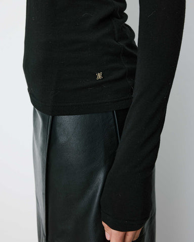 Grace & Mila Alkias Second Skin Long Sleeve Crew Neck Top - Black