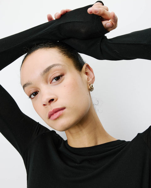Grace & Mila Alkias Second Skin Long Sleeve Crew Neck Top - Black