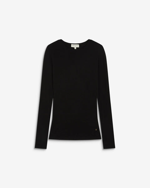 Grace & Mila Alkias Second Skin Long Sleeve Crew Neck Top - Black