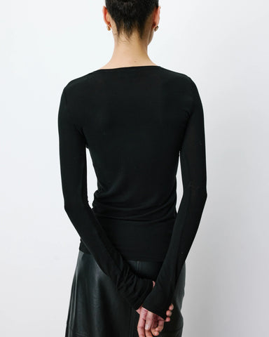 Grace & Mila Alkias Second Skin Long Sleeve Crew Neck Top - Black
