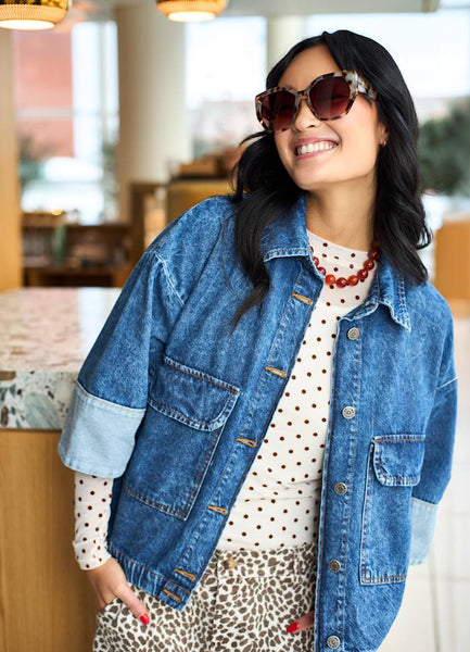 Black Colour BCIzzy Denim Jacket - Mid Blue