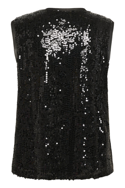 Saint Tropez NucianaSZ Sequin V Neck Top - Black
