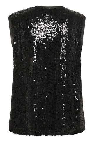 Saint Tropez NucianaSZ Sequin V Neck Top - Black