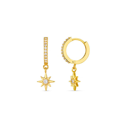 ORELIA JEWELLERY Pavé Starburst Huggie Hoop Earrings - GOLD