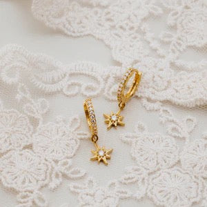 ORELIA JEWELLERY Pavé Starburst Huggie Hoop Earrings - GOLD