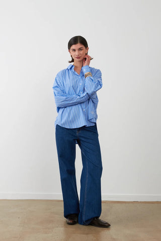Orfeo Palma Oversized Shirt - Rayure Ciel Blue