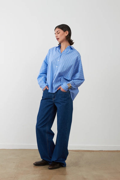 Orfeo Palma Oversized Shirt - Rayure Ciel Blue