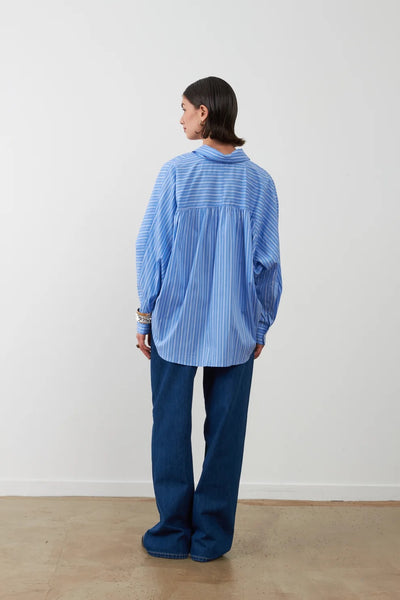 Orfeo Palma Oversized Shirt - Rayure Ciel Blue