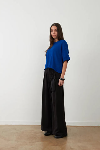 Orfeo Charlie High Waisted Wide Leg Palazzo Trousers - Black