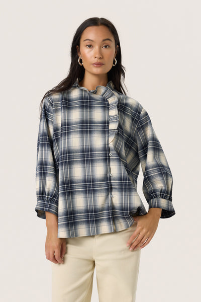 Soaked In Luxury SLPamela 3/4 Sleeve Blouse - Check