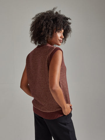 Salts Cashmere Textured Stitch Tank Top - Spice / Oatmeal