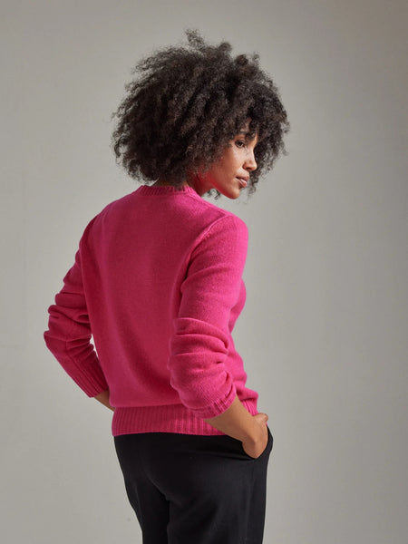 Salts Cashmere Lofty Crew Neck Sweater - Hot Pink