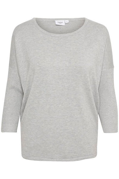 Saint Tropez MilaSZ R-Neck Pullover - Pearl Grey Mel