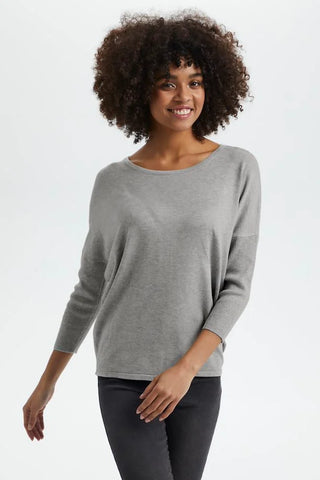 Saint Tropez MilaSZ R-Neck Pullover - Pearl Grey Mel