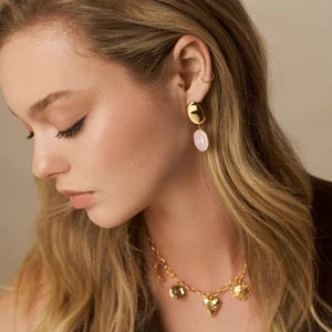 Orelia Jewellery Polished Coin & Pearl Drop Earrings - Gold