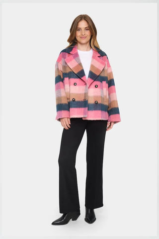 Saint Tropez Fearn Textured Coat - Pink Powder