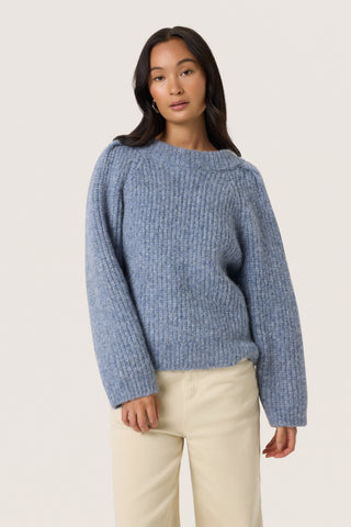 Soaked In Luxury SLPleoni Pullover - Bijou Blue Melange