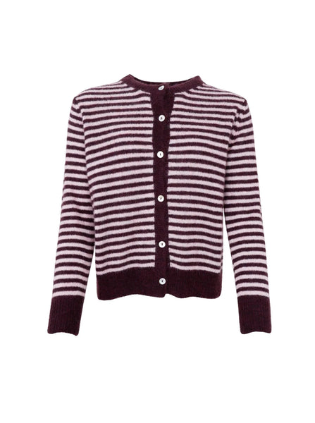 Black Colour BCDell Striped Knit Cardigan - Plum
