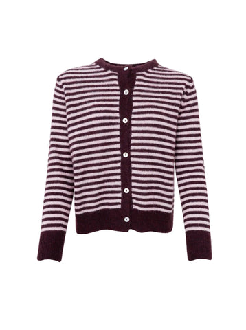 Black Colour BCDell Striped Knit Cardigan - Plum
