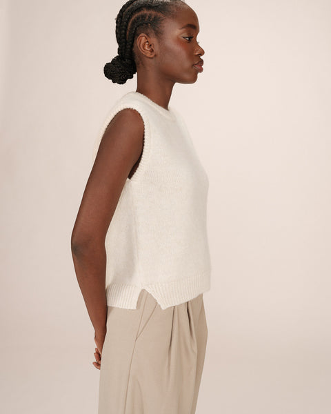Grace & Mila Say Sleeveless Wool 7 Alpaca Tank - Ecru