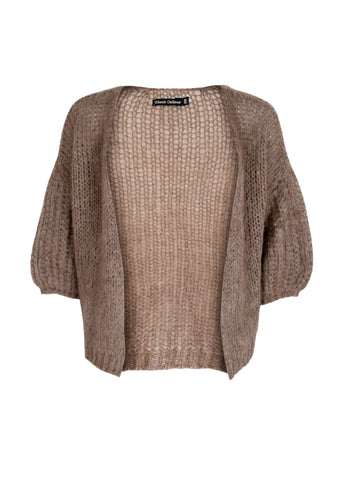 Black Colour Casey Open Knit Cardigan - Taupe