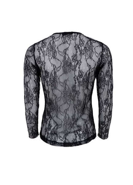 Black Colour Clara Long Sleeve Lace Blouse - Black