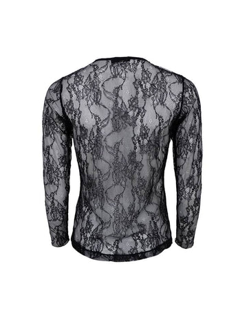 Black Colour Clara Long Sleeve Lace Blouse - Black