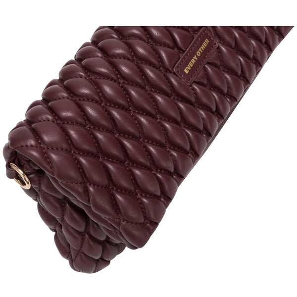 Every Other Quilted Flap Over Clutch Cross Body Bag - Burgundy