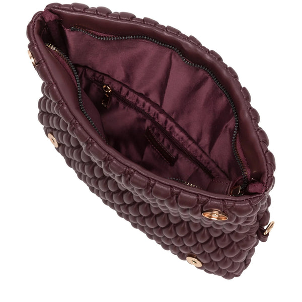 Every Other Quilted Flap Over Clutch Cross Body Bag - Burgundy