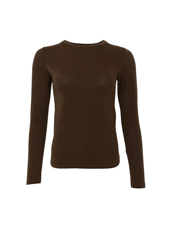 Black Colour BCFaye Lurex LS Top - Chocolate