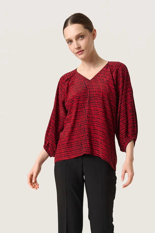 Soaked In Luxury Alize Salsa Square Print Top - Red