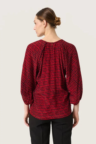 Soaked In Luxury Alize Salsa Square Print Top - Red