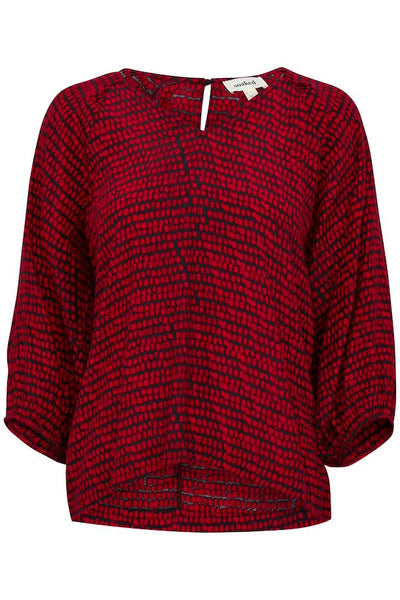 Soaked In Luxury Alize Salsa Square Print Top - Red